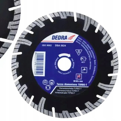 DEDRA TARCZA DIAMENTOWA DO ZBROJONY BETON KAMIEŃ TURBO-T 180x22,2MM H1195