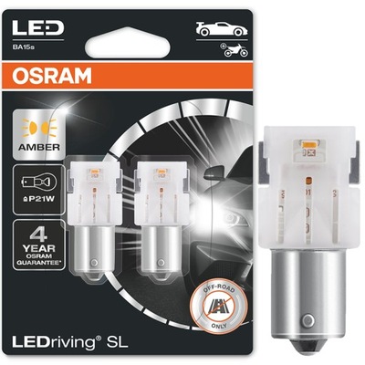 OSRAM ЛАМПОЧКА LED (СВЕТОДИОД ) PREMIUM NEW P21W ОРАНЖЕВАЯ