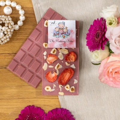 Tabliczka czekolady rubinowej z dodatkami dla Babci