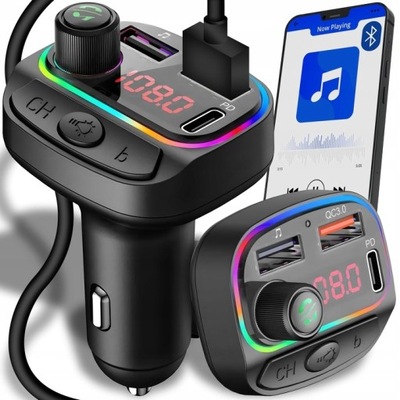 TRANSMITTER FM VENT WINDOW CHARGER BLUETOOTH AUDIO MP3 BT 2 PCS. USB RGB  