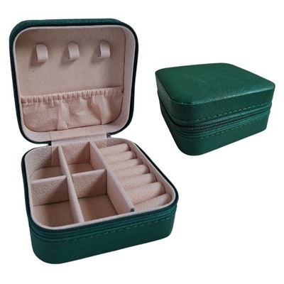 Mała szkatułka na biżuterię zielony organizer kasetka kuferek na biżuterię