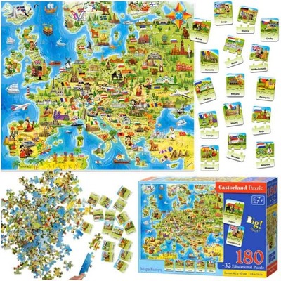 CASTORLAND Puzzle edukacyjne układanka Mapa Europy 212 elementów 7+