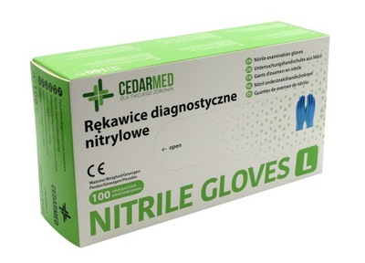 Rękawiczki jednorazowe CedarMed nitrylowe r. L 100 szt. niebieskie