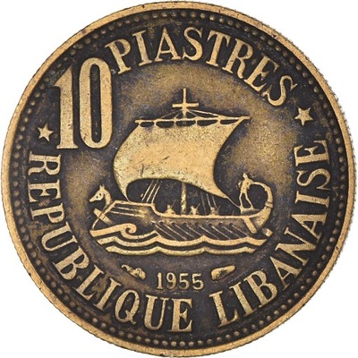 Moneta, Liban, 10 Piastres, 1955