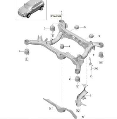 Підрамник підрамник задня porsche macan 2.0 r4 95b505235f фото №1