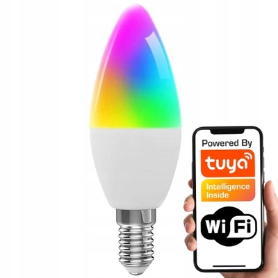 Inteligentna Żarówka E14 RGB+CCT oświetlenie WiFi TUYA Smart