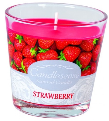 PARAFINOWA Świeca ŚWIECZKA ZAPACHOWA w SZKLE 26H 140G TRUSKAWKA