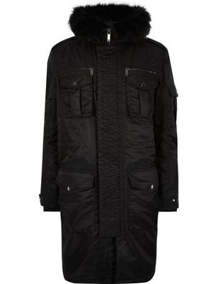 RIVER ISLAND Kurtka męska zimowa długa parka czarna r. M