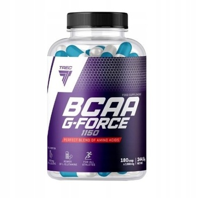 TREC BCAA G-FORCE 1150 180 KAPS AMINOWASY BCAA Z GLUTAMINĄ GLUTAMINA