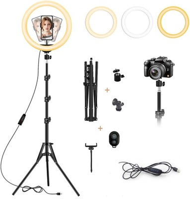 LAMPA PIERŚCIENIOWA LED 26CM STATYW ZDJĘCIA STREAM