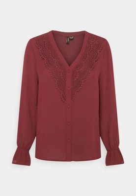 VERO MODA VMZIGGA SHIRT BLUZKA BORDOWA XS