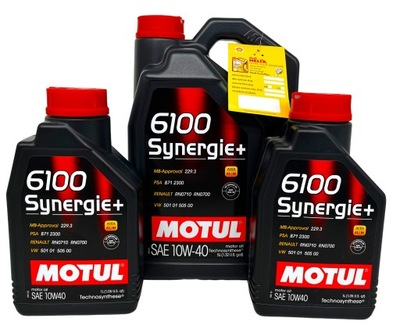 MOTUL 6100 SYNERGIE+ 10W40 КОМПЛЕКТ 7L + КРЕПЛЕНИЕ МАСЛЯНЫЙ ПОДАРОК фото