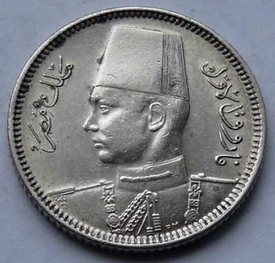 Egipt - 2 piastry 1937 r. - FARUK I - srebro Ag