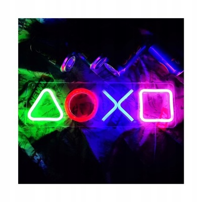 Neonowa Lampka Nocna Gier PS4 symbol neon led nowy