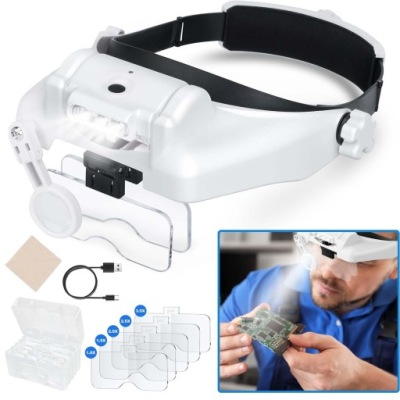 LUPA NAGŁOWNA OKULARY PRECYZYJNE ZEGARMISTRZOWSKIE LED GŁOWĘ 5 SOCZEWKI