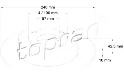 TOPRAN ДИСКИ ТОРМОЗНЫЕ ТОРМОЗНЫЕ 2 ШТУКИ. ЗАДНЯЯ OPEL ASTA G 98- 240MM X 10MM