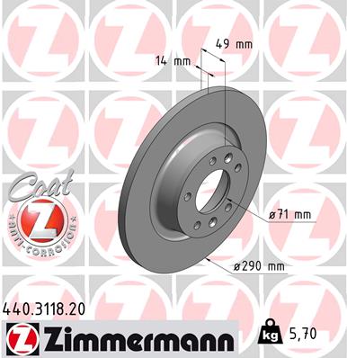 ZIMMERMANN 440.3118.20 ДИСК ТОРМОЗНОЙ