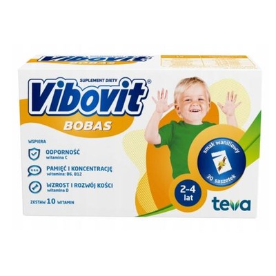 VIBOVIT BOBAS 30x WANILIA SASZETKI DLA DZIECI 2-4 LAT