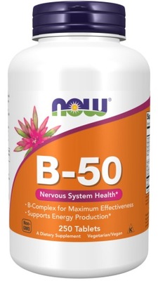 NOW Foods B50 KOMPLEKS Witamin B STRES PAMIĘĆ 250t