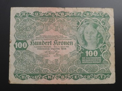 Austria , Wiedeń 100 Koron 2.I.1922 st. 3/3-