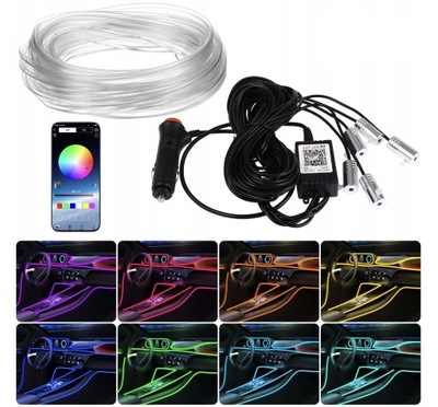 LEDY PARA COCHE AUTO BUCLE CORREAS DIODO LUMINOSO LED RGB 6M  