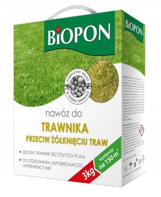 BIOPON Nawóz do trawnika przeciw żółknięciu 3kg