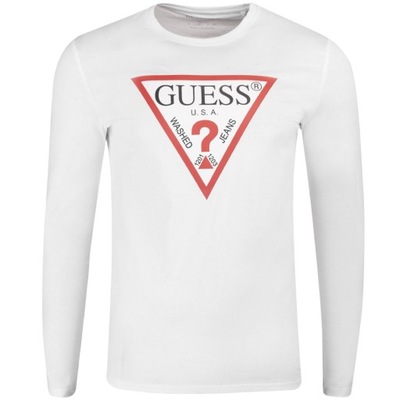 GUESS KOSZULKA MĘSKA Z DŁUGIM RĘKAWEM CN LS ORIGINAL LOGO BIAŁA r.XXL