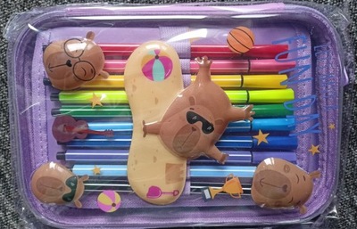 Piórnik z wyposażeniem rozkładany podwójny transparentny Kayet