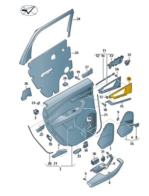 PIEZA INSERTADA DISEÑO MANECILLAS WEWNATRZ PARTE TRASERA DERECHA AUDI Q7  