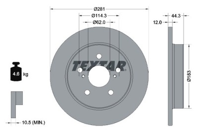 TEXTAR DISCOS DE FRENADO 2 PIEZAS PARTE TRASERA LEXUS ES NX UX TOYOTA CAMRY C-HR  