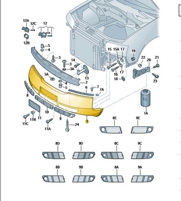 БАМПЕР ПЕРЕД AUDI A6 4B0807103BK ЦВЕТ 7DL OE