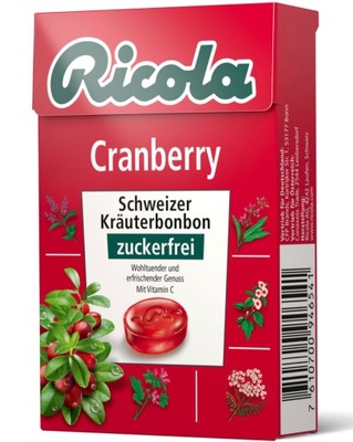 RICOLA cukierki CRANBERRY bez cukru 50g Z NIEMIEC