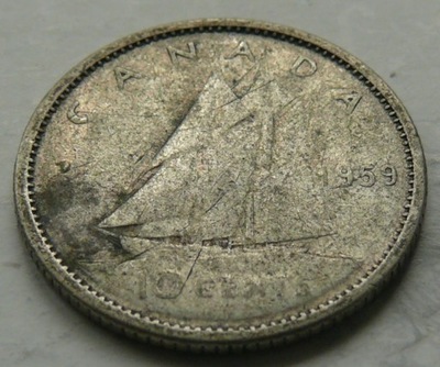 Kanada - 10 cents - 1959 - ELŻBIETA II - srebro Ag