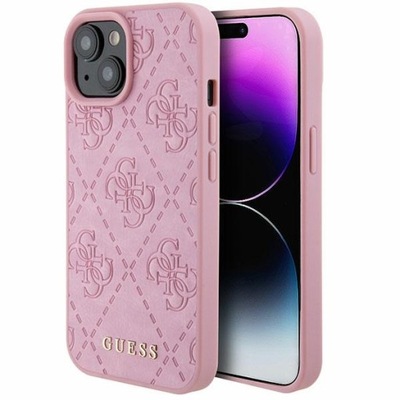 Guess nakładka do iPhone 15 6.1" GUHCP15SP4EPMP różowa hardcase Leather 4G