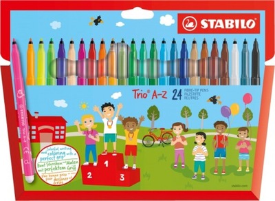 Pisaki STABILO TRIO A-Z 24 kolorów