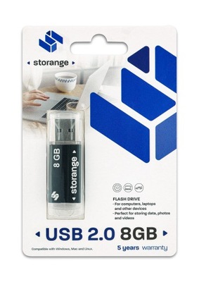 Pendrive USB 2,0 Storange 8gb czarny