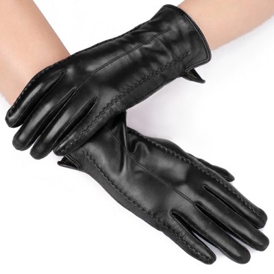 Rękawiczki damskie zimowe skórzane skóra naturalna S