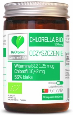 BeOrganic Chlorella BIO witamina B12 CHLOROFIL