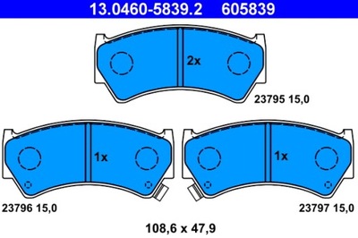 ATE 13.0460-5839.2 КОМПЛЕКТ КОЛОДОК ТОРМОЗНЫХ, ТОРМОЗА TARCZOWE