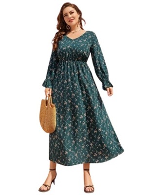 SHEIN SUKIENKA PLUS SIZE W KWIATY MAXI 52 1V9A