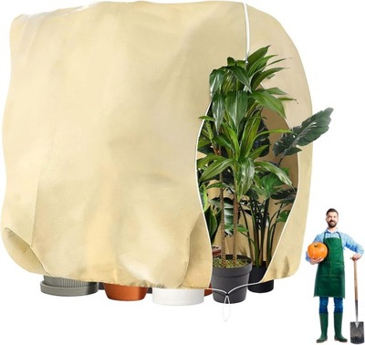 PLANDEKA OCHRONNA NA ROŚLINY KWIATY DRZEWKA ZIMOWANIE OCHRONA ROŚLIN BEŻOWY