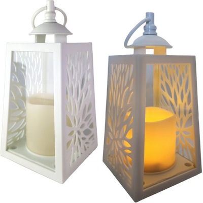 LATARENKA LAMPION AŻUROWA ZE ŚWIECĄ LED