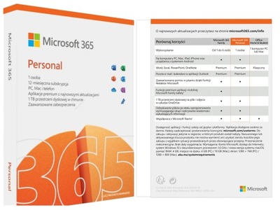 Microsoft Office 365 Personal PL 5 PC / 12 miesięcy