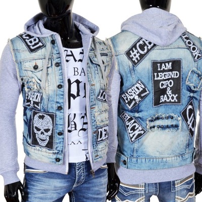 Kurtka Jeans Katana Cipo Baxx Skull Motor