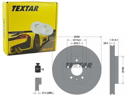 TEXTAR DISCOS DE FRENADO PARTE DELANTERA 92165400  