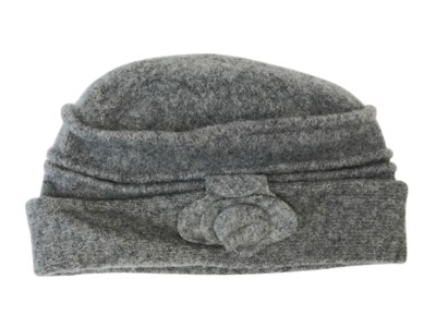 Czapka damska beret szary wełna