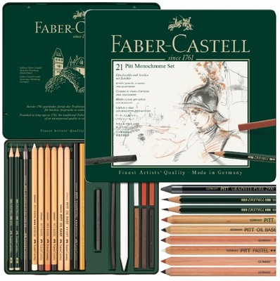 FABER-CASTELL Zestaw do szkicowania Pitt Monochrome ołówki węgiel 21 szt