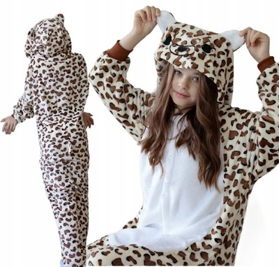 PANTERA CENTKI KOT PIŻAMA KIGURUMI PRZEBRANIE DLA DZIECI ONESIE 130 cm