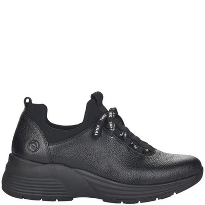 Czarne codzienne skórzane płaskie buty D6604-01 r. 36