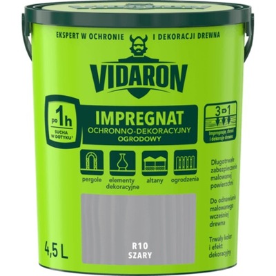 VIDARON IMPREGNAT OGRODOWY DO DREWNA SZARY 4,5L